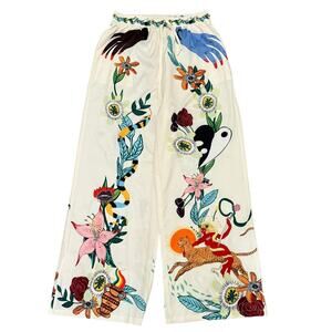 Wide Leg Medium Pants Graphic Snake Floral Heart Artsy Boho Eclectic Festival